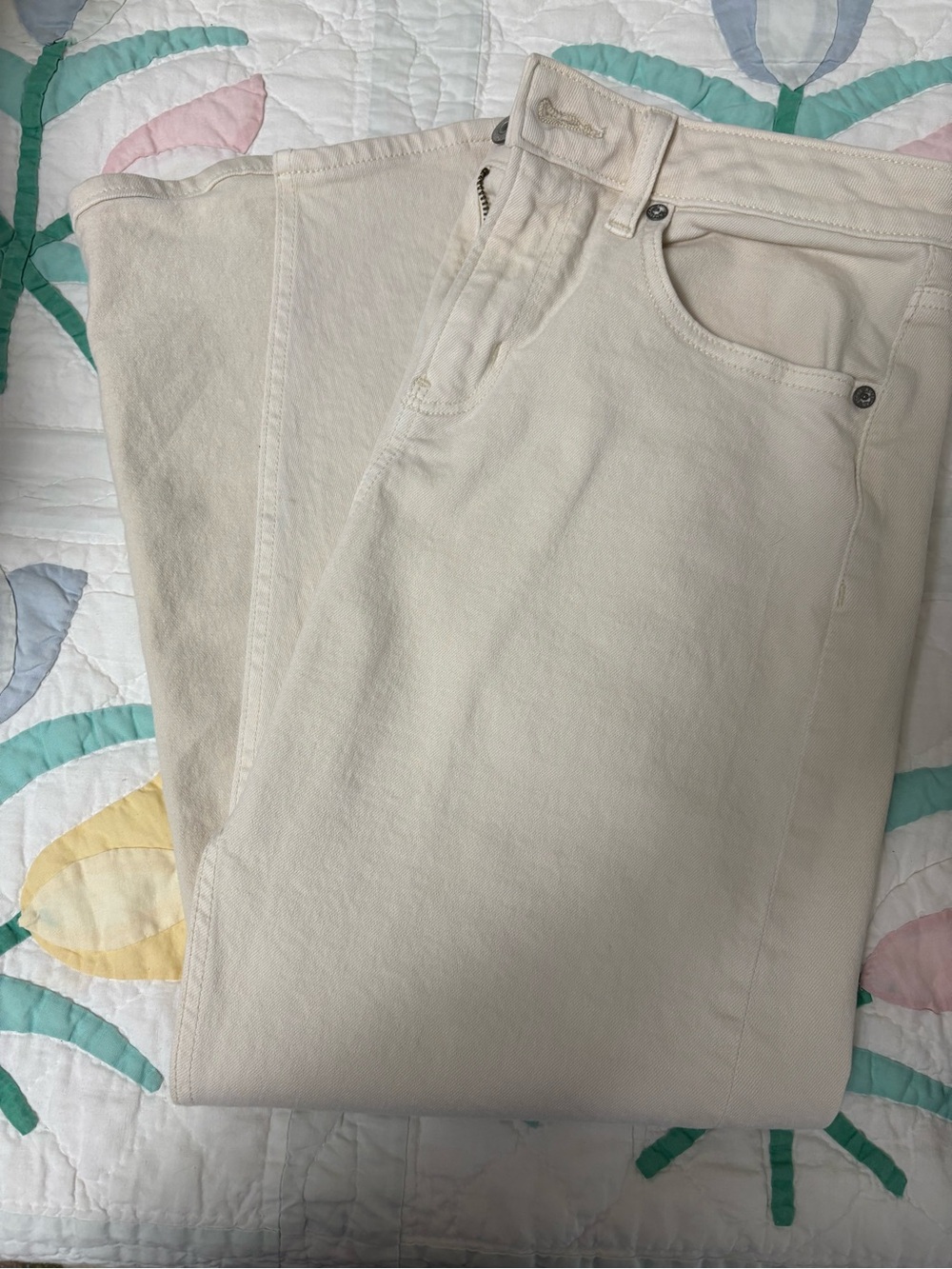 Cream denim skirt